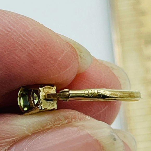 Sterling Silver, Topaz Gold Flashed Princess Cut Leverback Earrings - Picture 6 of 13